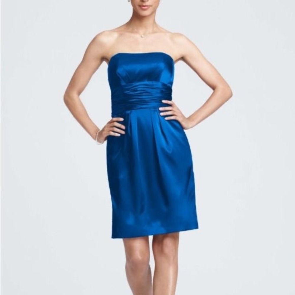 David’s Bridal Blue strapless dress
